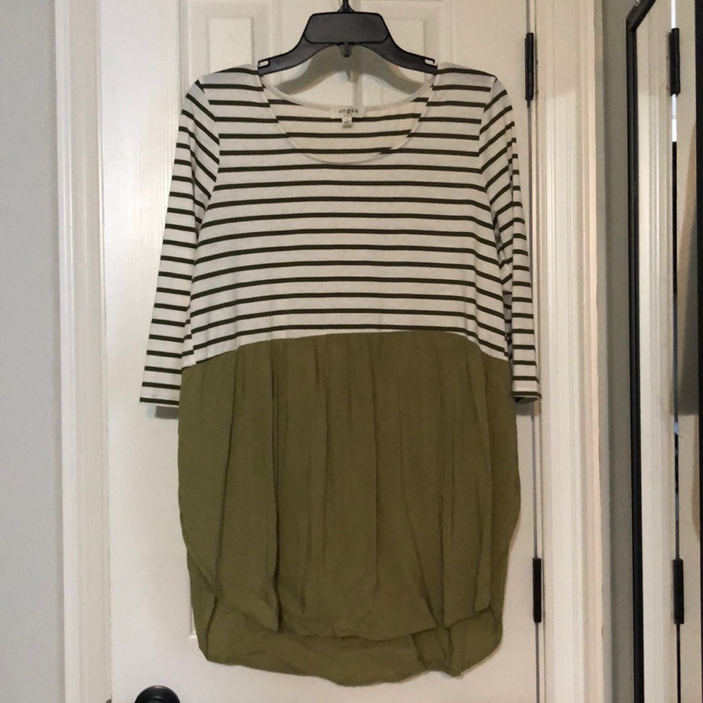 Green and white striped shirt size small